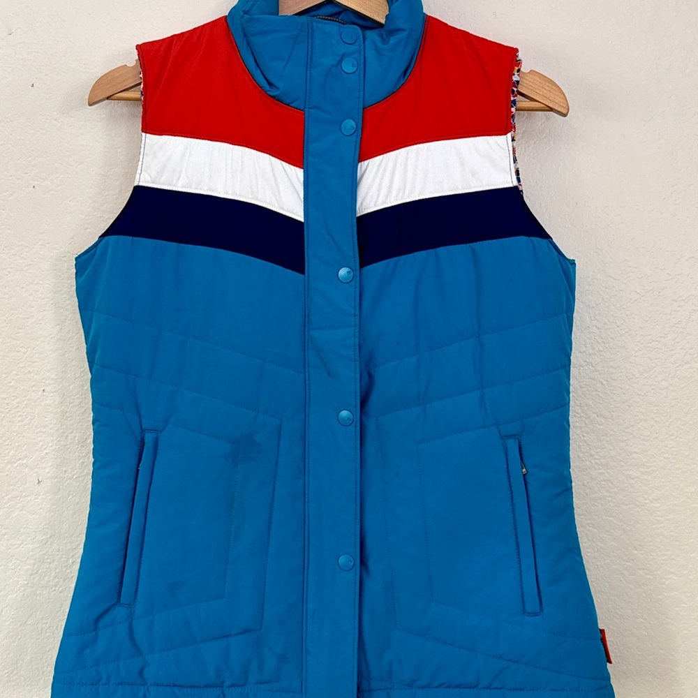 Merrell Blue and Red Colorblock Puffer Vest